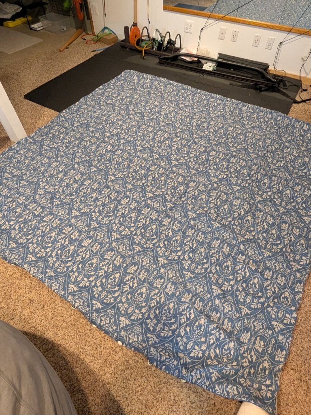 Eastern Accents Queen Duvet Cover, Blue Block Print